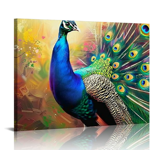 ONETECH Peacock Wall Art Colorful Peacock Pictures Wall Decor Gift Canvas Prints Modern Artwork Home Decorations Framed for Living Room Gallery Office Bedroom