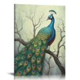 thumbnail image 1 of ONETECH Peacock Wall Art Peacock Tree Pictures Wall Decor Colorful Peacock Canvas Bird Painting Modern Decoration Artwork for Bathroom Living Room Bedroom Office 12x16 in, 1 of 5