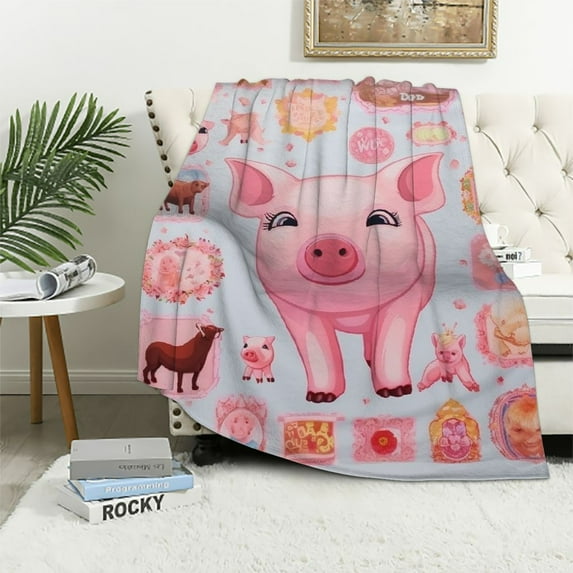 ONETECH Pig Blanket,Cute Pig Gifts for Pig Lovers Women,Just A Girl Who Loves Pigs Throw Blanket,Super Soft Flannel Blankets Gifts,Pig Themed Gifts Blanket for Sofa Home Decor