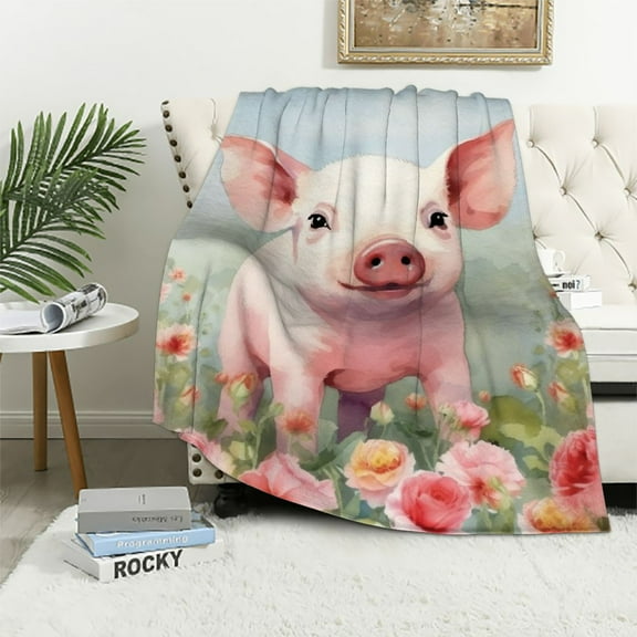 ONETECH Pig Blanket Pig Gifts for Pig Lovers Women Super Soft Cozy Cute Pig Stuff Throw Blankets Animal Plush Bedding Blanket Gifts for Kids Bed Decor