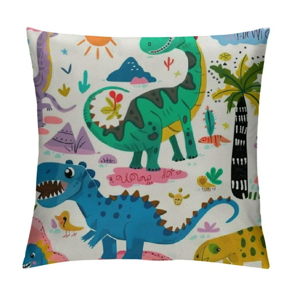 ONETECH Pillow Cover Dinosaur Travel Dino Throw Pillow Case Home Decor for Sofa Livingroom Couch Bedding Decorative Gift