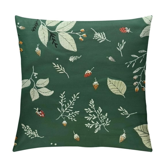 ONETECH Pillowcase Queen Size Green Botanical Floral Leaves Print Decorative Bed Pillow Cover with Envelope Closure Hotel Quality Soft Breathable