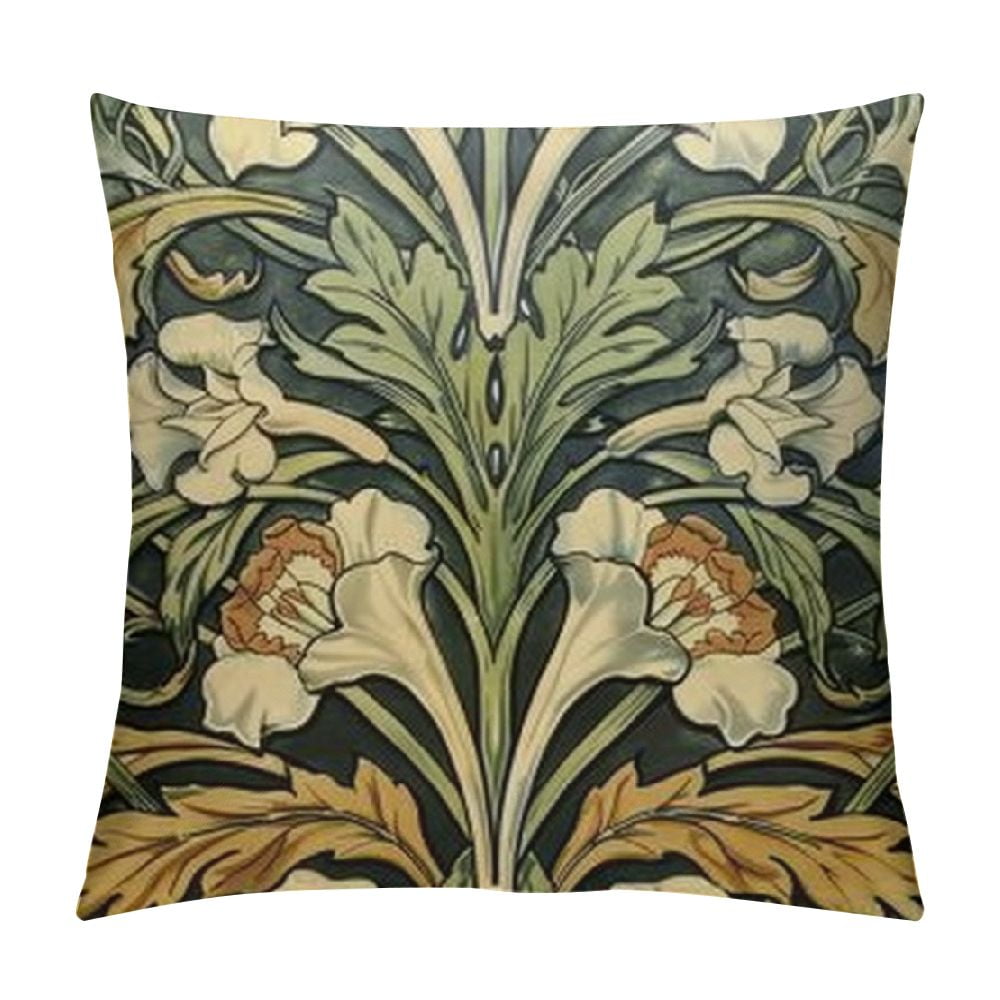 Keebik Butterfly William Morris Throw Pillow Covers Set Of 2 - Velvet 18x18 Inch Decorative Cushion Covers