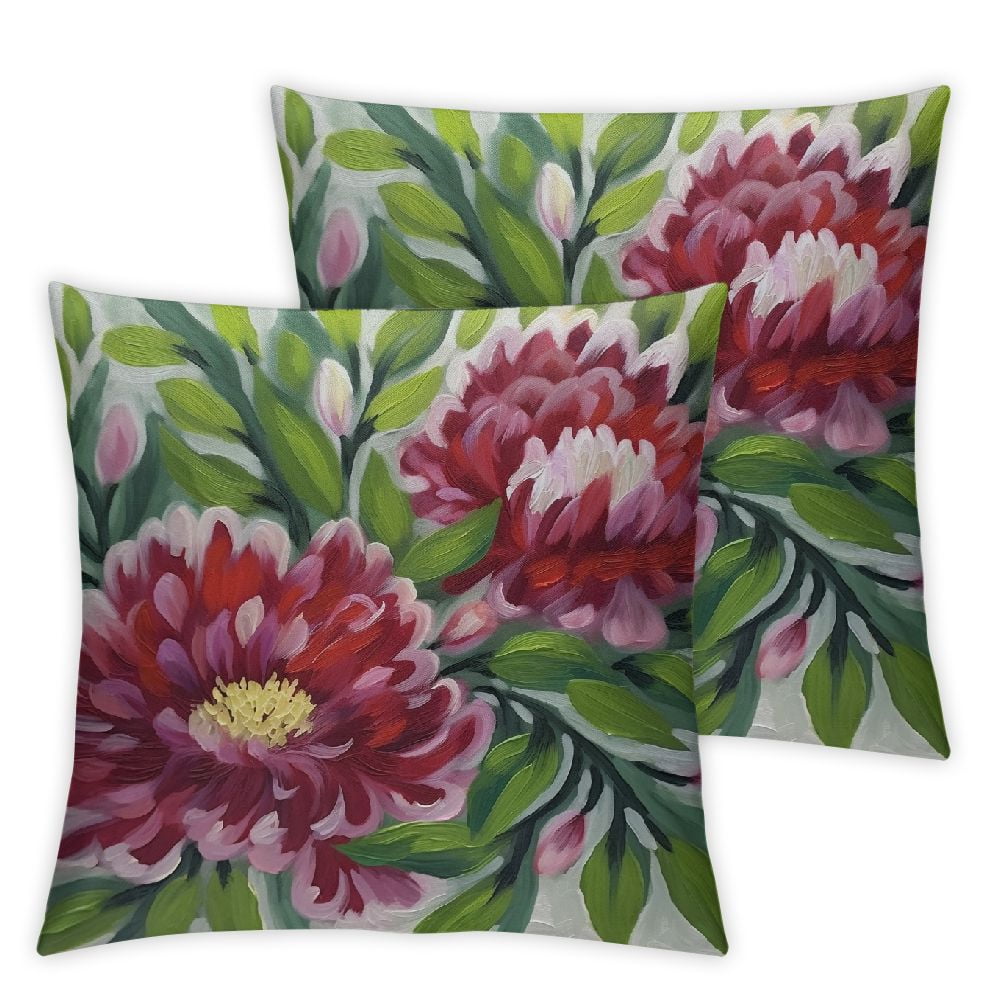 Pink Nature Peony Flowers Pillowcases, Painting Lumbar Pillow
