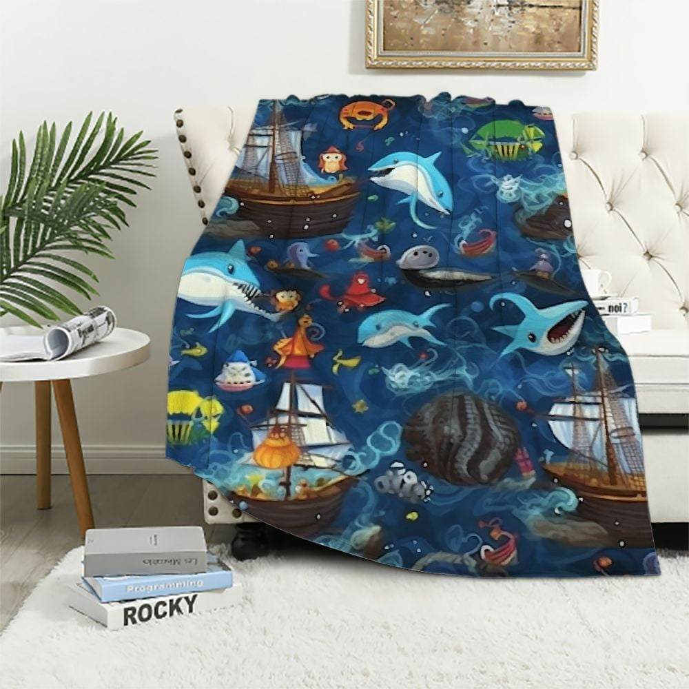Fleece Blanket Fuzzy Shark Blanket Baseball Presents For Boys 8-12