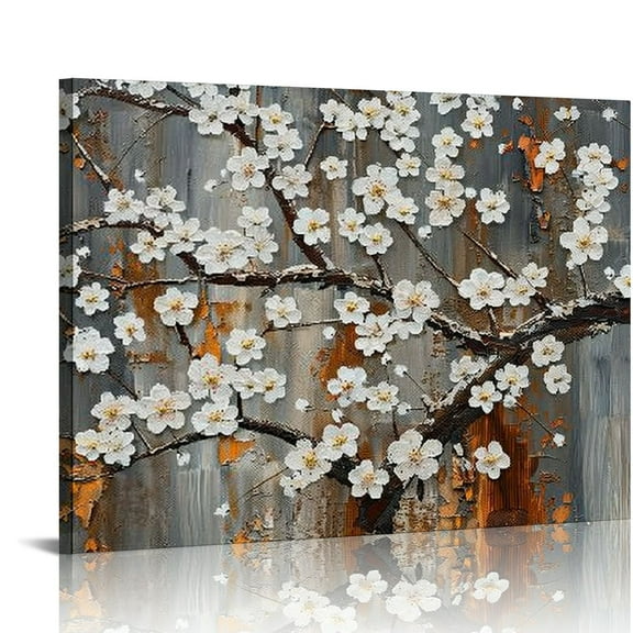 ONETECH Plum Blossom Canvas Wall Art Brown Wall Decor Living Room Bedroom Pictures for Wall Over Bed Framed Artwork for Wall Modern Canvas  for Wall Decorations Office Decor