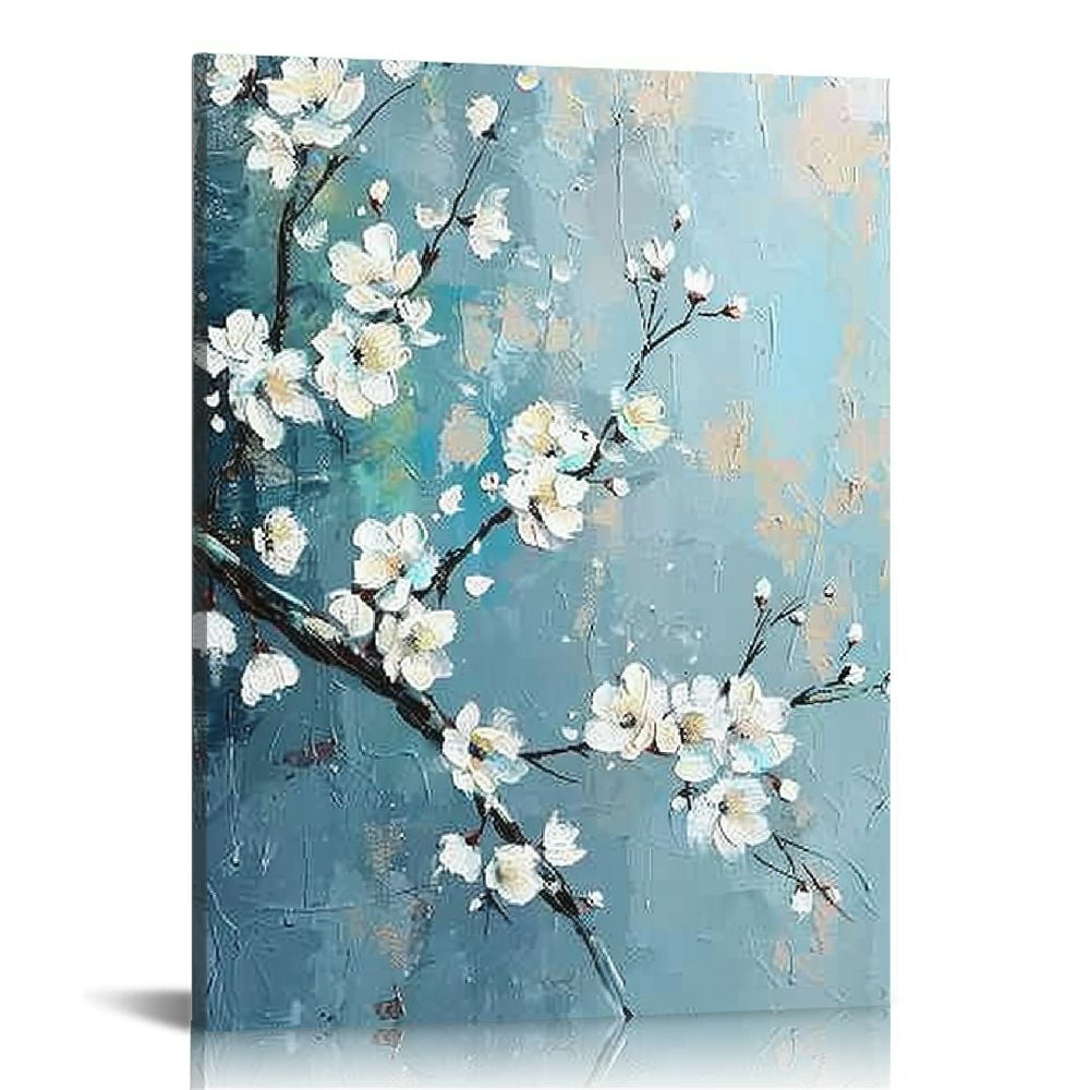 ONETECH Plum Blossom Canvas Wall Art White Flower Prints Artwork Floral ...