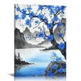 thumbnail image 1 of ONETECH Plum Blossom Floral Wall Art Black White Blue Picture Mountain Lake Canvas Posters Print Modern Artwork Framed Home Office Living Room Bathroom Bedroom Wall Decor, 1 of 5
