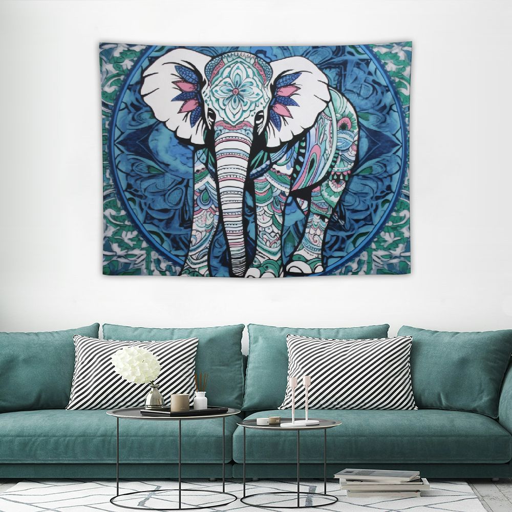ONETECH RAJRANG Elephant Mandala Tapestry Turquoise Green Bohemian Wall ...