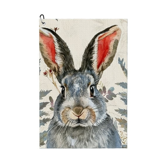 ONETECH Rabbit Floral Pattern Leafy Design Golf Towel 24x16in 1PC