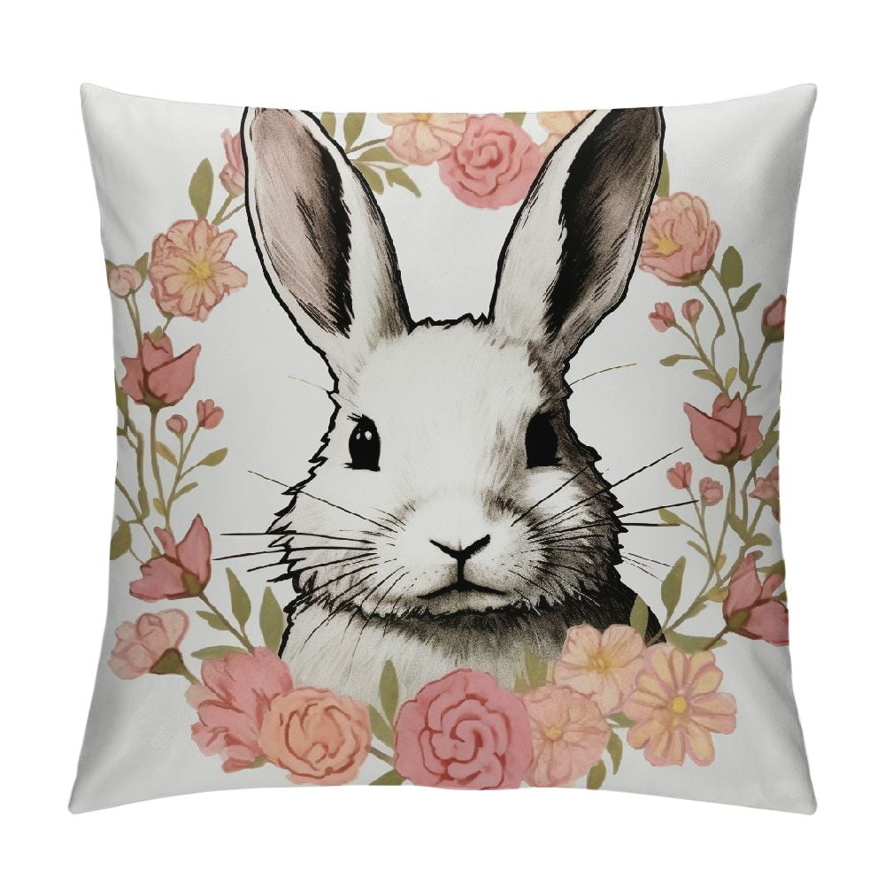 ONETECH Rabbit Pillow Covers Rabbit Gifts for Girls Rabbit Lovers ...