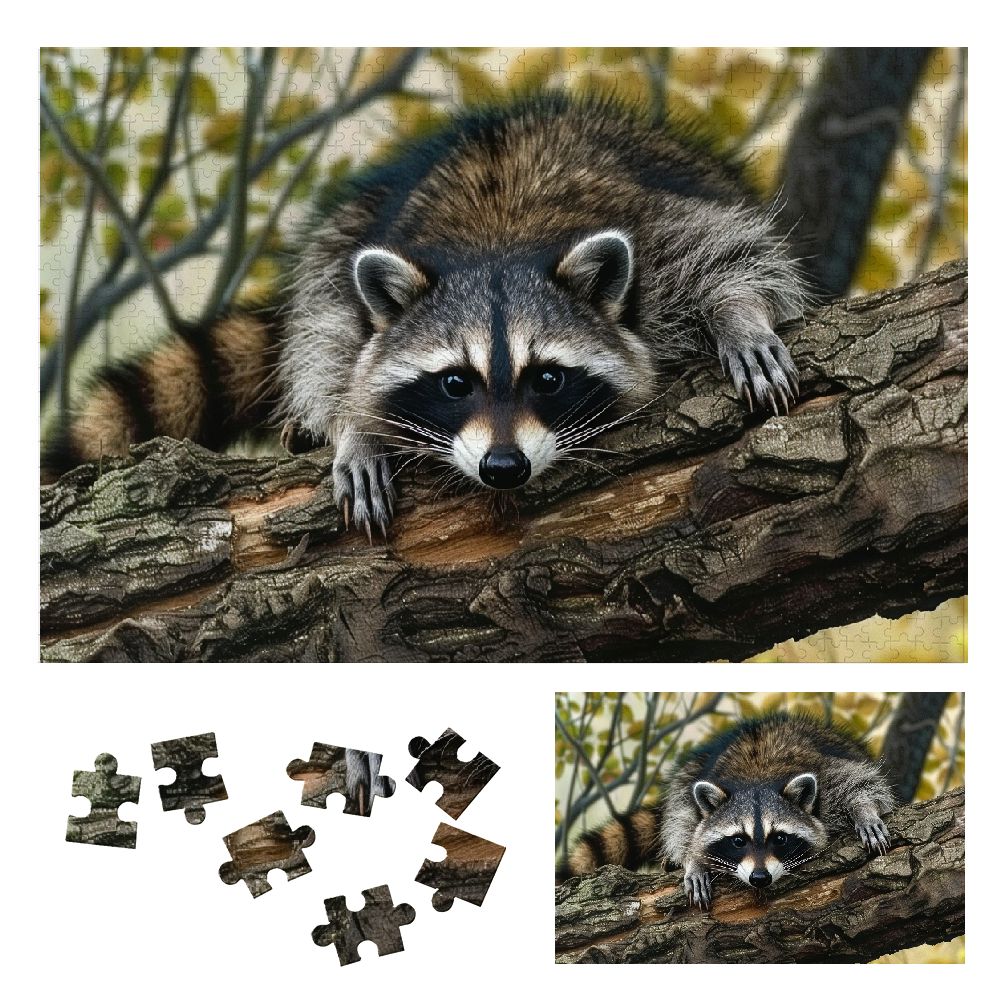 ONETECH Raccoon Tree Branch Nature Wood Puzzle Game Toy Gift for Family ...