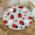 thumbnail image 1 of ONETECH  Red Ladybug Round Tablecloth Cute Round Dots Skin Fun Cartoon Table Cloth Polyester Tablecloths for Home Decor, Parties, Picnic, 1 of 7