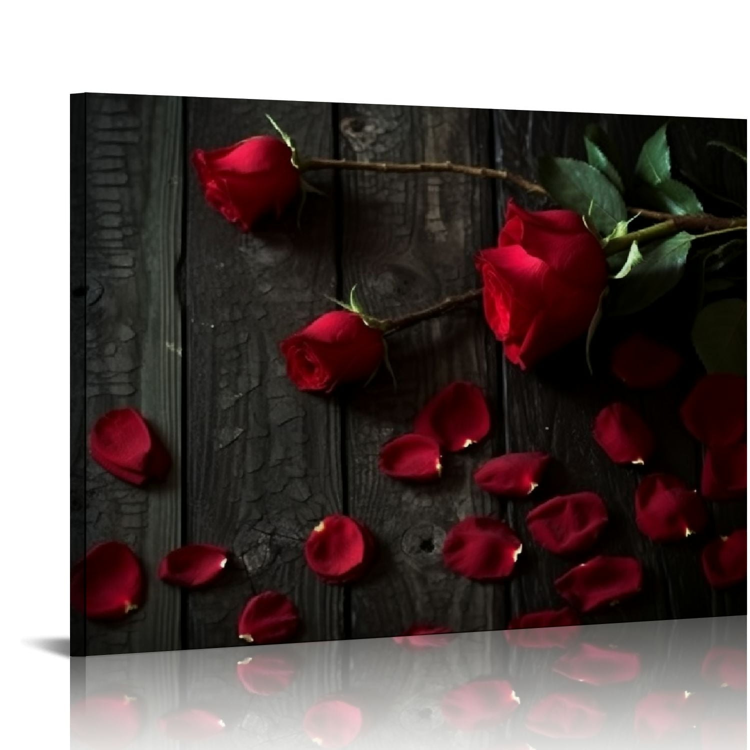 ONETECH - Red Rose Picture Wall Art Black and Red Flower Canvas ...