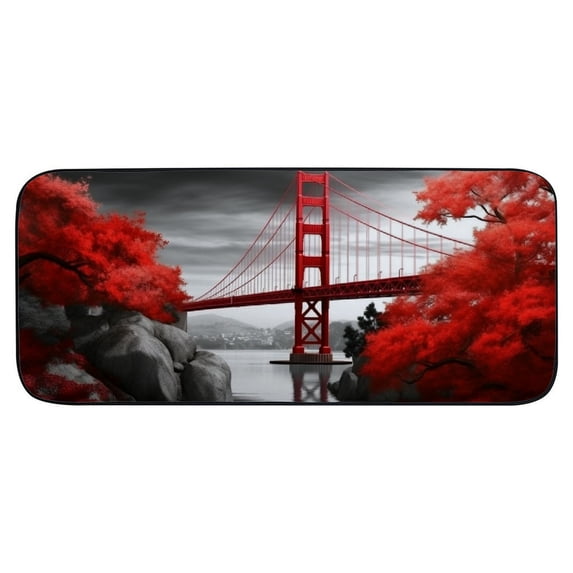 ONETECH Red Tree Bridge Water Door Mats Non-Slip Durable Entrance Mat Square Floor Mat Indoor Outdoor for Home Entrance Outside Entry 19.68*47.24 in