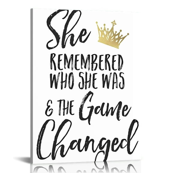 ONETECH She Remembered Who She Was And the Game Changed Wall Art & Decor - Inspirational Positive Quotes Decor - Encouragement Gifts for Women, Teen Girls 12x16 in
