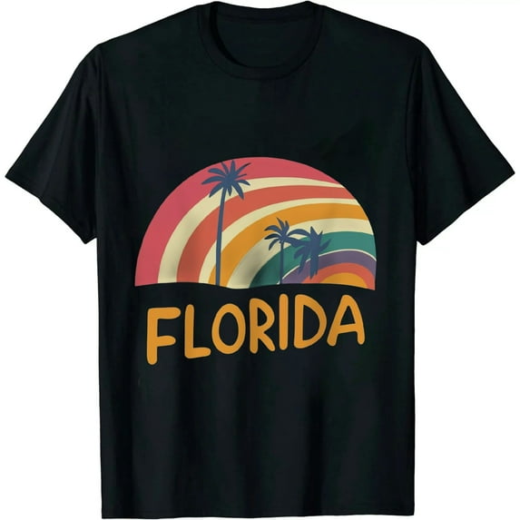 ONETECH Retro Florida T Shirt Vintage 70s Rainbow Tee Design