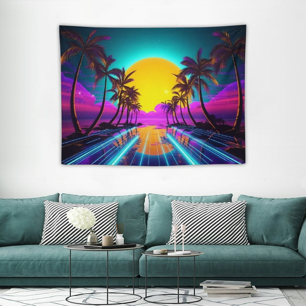 Retro Futuristic Scifi Tapestry Wall Hanging, Videogame