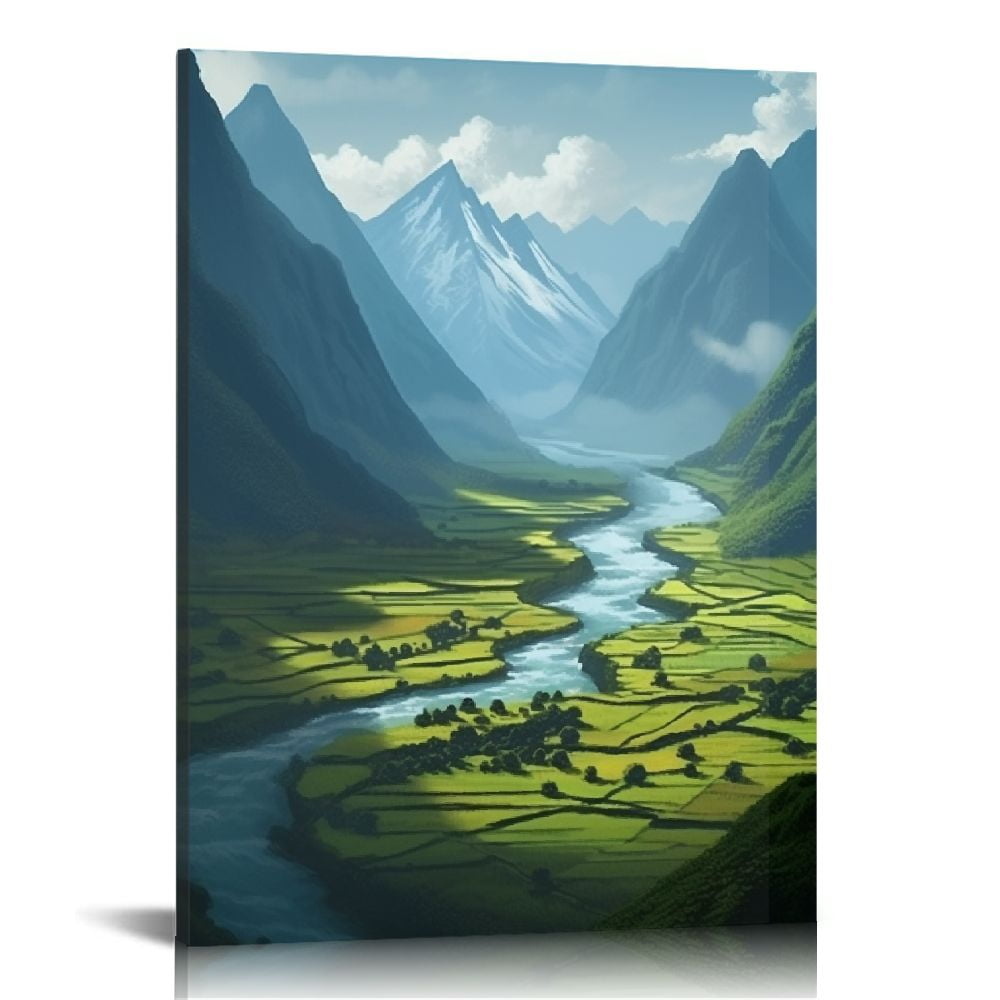 ONETECH Rice Terraces Wall Art, Tropical Panorama Canvas Print, Paddy ...