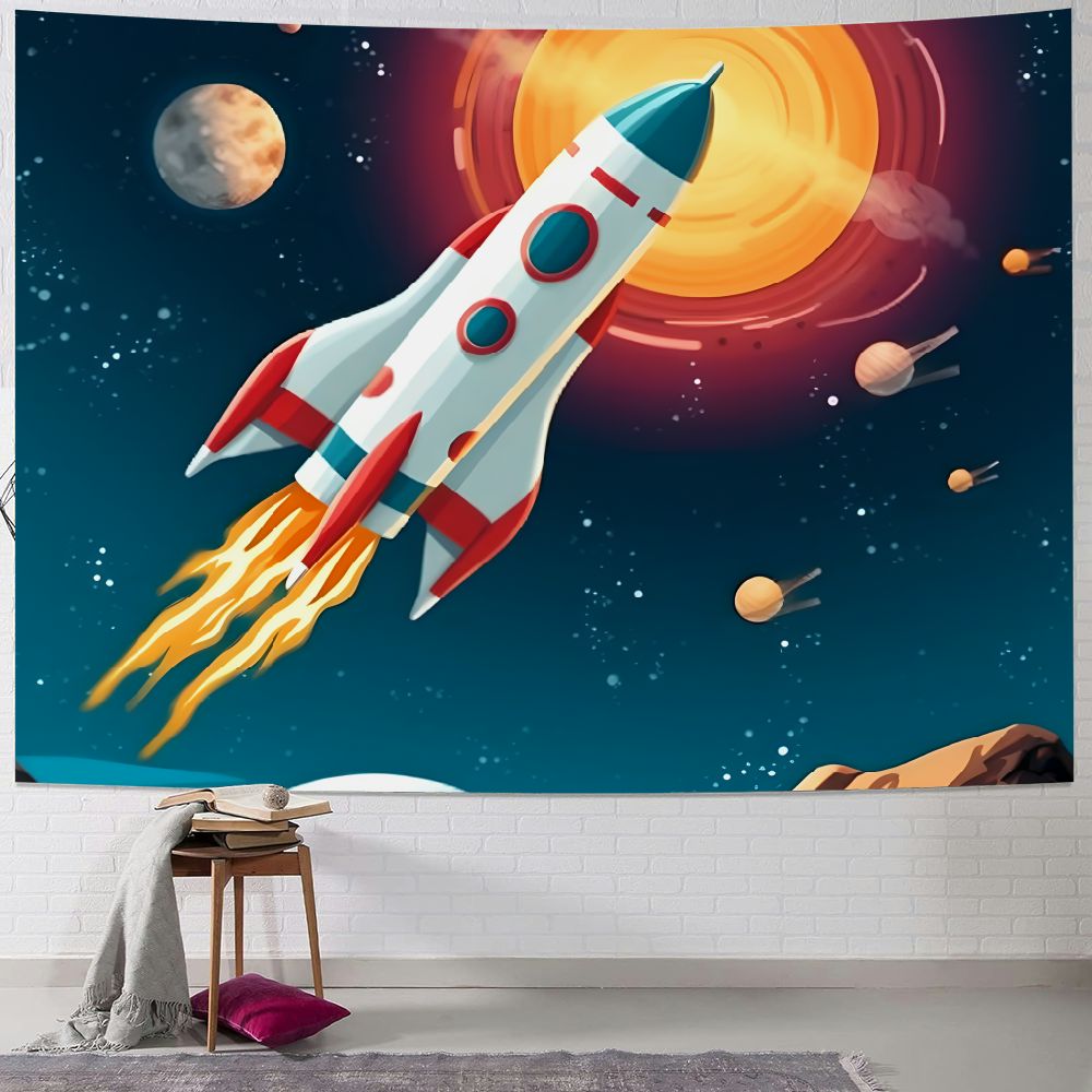 ONETECH Rocket Planets Stars Tapestry Wall Hanging and Decoration Art ...