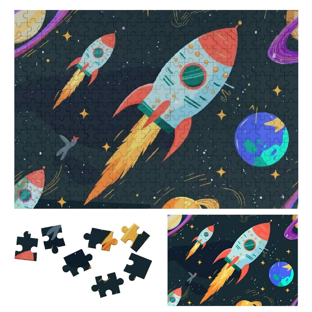 ONETECH Rocket Ship Stars Planets Wooden Puzzle for Adults and Kids 300 ...