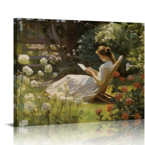 ONETECH Rolled Vintage French Country Bedroom Wall Decor Above Bed - Narrow Long Art - Horizontal Wall Art Bedroom Above Over the Bed - Panoramic Pictures - Antique Farmhouse Canvas - Nature 20\x16\