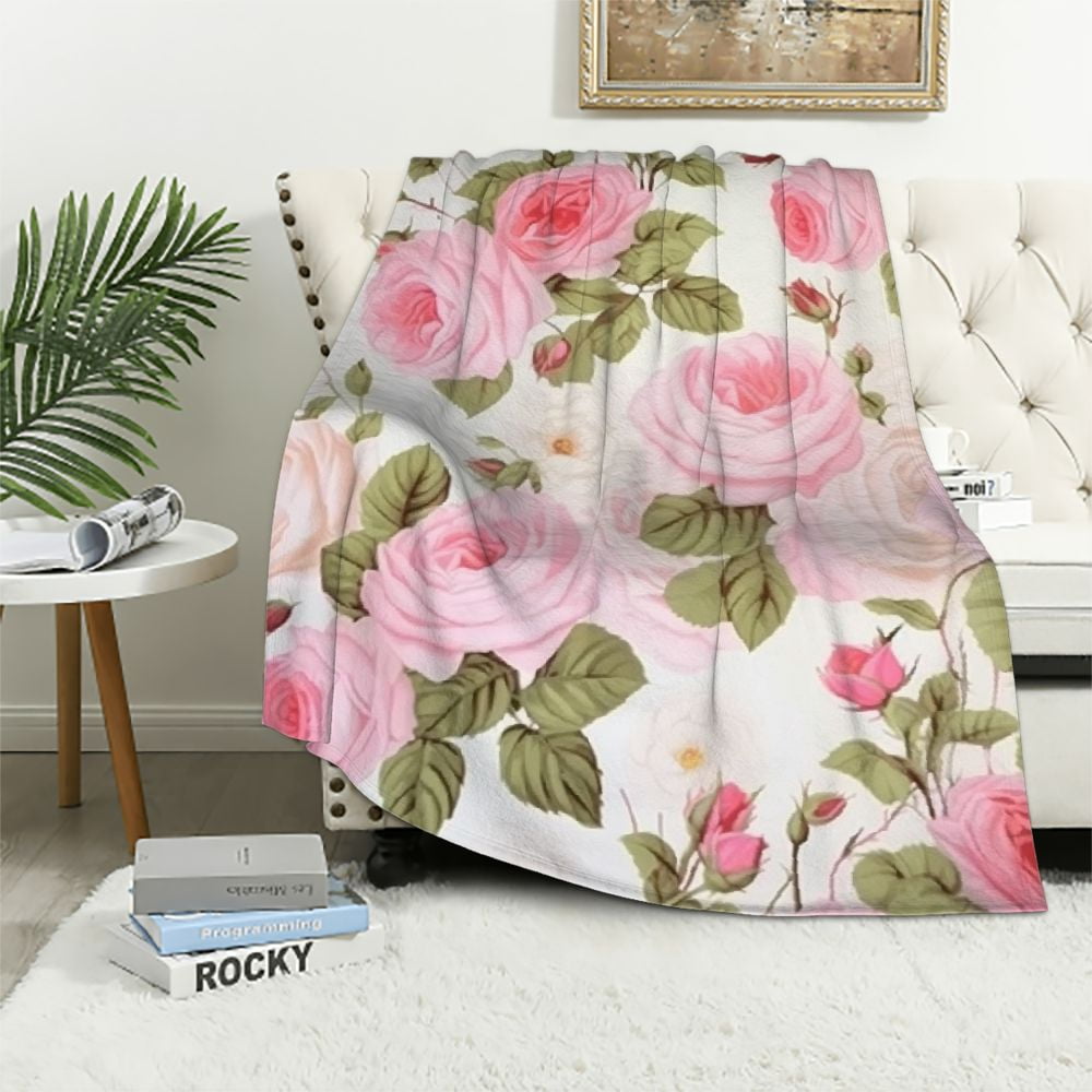 Plush Roses Throw ONETECH Rose Flower Blanket Throw Soft Ultra Warm Plush Micro Flannel ...