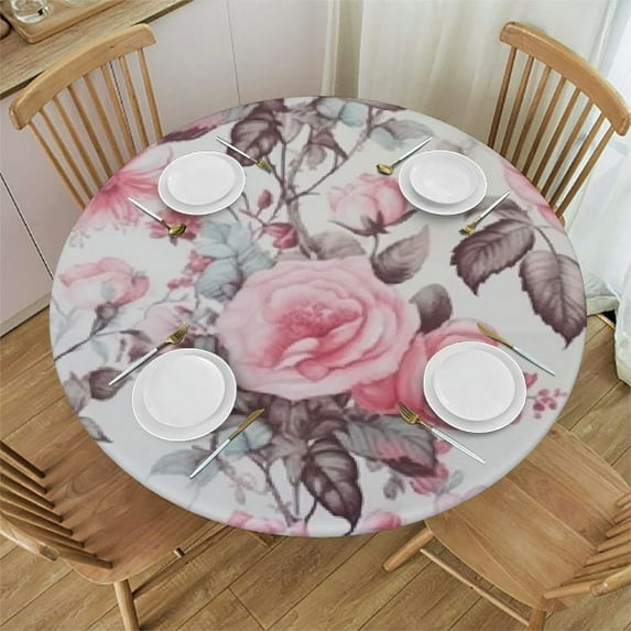 ONETECH Rose Tablecloth Watercolor Pink Flowers Tablecloths Roses and Leaves Table Cloth Floral Pattern Table Cover Decor for Home Kitchen Dining Party Patio Indoor and Outdoor