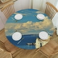 thumbnail image 1 of FUMJ  Round Table Cloth Outdoor Party Table Cover Cityscape with Mediterranean Culture Theme Outdoor Polyester Tabletop Cover for Dining Table&nbsp;Diameter&nbsp;Tables Multicolor, 1 of 7