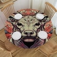 thumbnail image 1 of ONETECH  Round Tablecloth Floral Skull and Wolves Tablecloth Elastic Edged Round Fitted Table Cover Waterproof Table Cloth Fits up Diameter Tables, 1 of 7