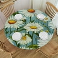 thumbnail image 1 of ONETECH  Round Watercolor Floral Daisy Tablecloth Spring Summer Elastic Edge Fitted Table Cover Fits Tables Diameter, 1 of 7
