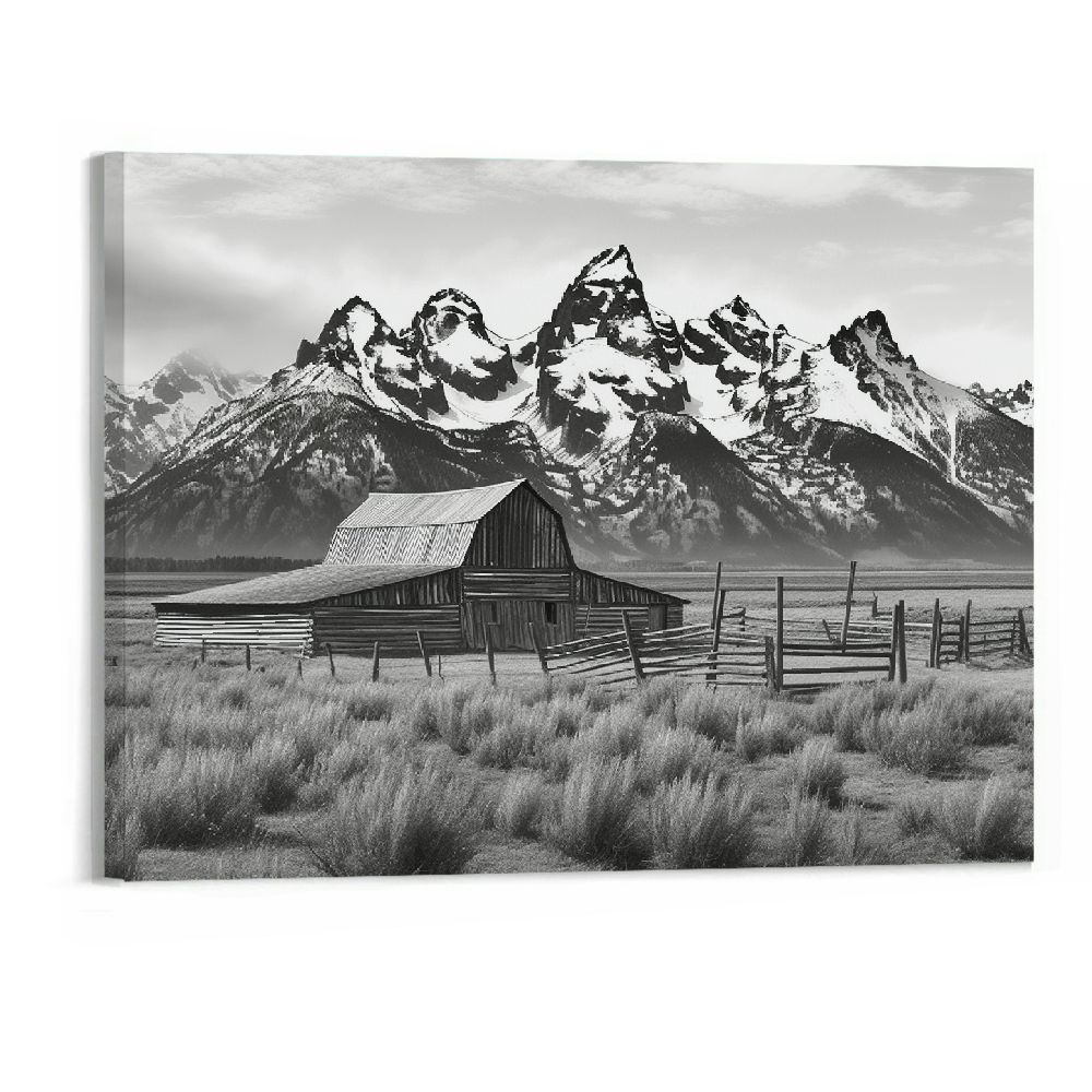 ONETECH Rustic Barn Wall Art for Living Room Bedroom Grand Teton ...