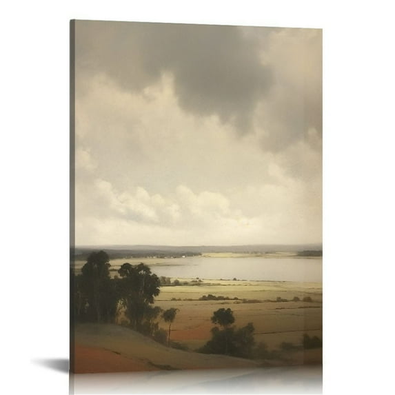 ONETECH Rustic Farmhouse Wall Art Decor - Rolled Canvas - Rustic Green Modern Farmhouse Decor - French Country Spring Wilderness Landscape Cottagecore Oil Painting - Kitchen Bath Living 12\x16\