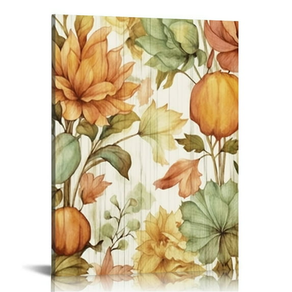 ONETECH Rustic Watercolor Sunflower Pumpkin Fall Harvest Maple Leaf Poster Prints for Home Farmhouse Kitchen Living Room Decor, Autumn Fall Themed Decorations Prints Wall Art
