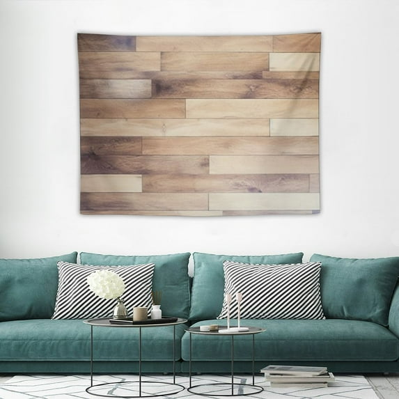 ONETECH Rustic Wood Tapestry King Size, Arrangement with Planks Earthy Toned Image Old Weathered Look Print, Wall Hanging Bedspread Bed Cover Wall Decor, Grey Umber
