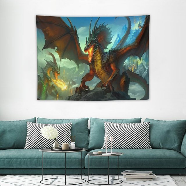SHRAPHY Dragons Tapestry Wall Hanging, Fantasy Animals Medieval