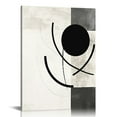 thumbnail image 1 of ONETECH SIGNLEADER Framed Canvas Print Wall Art Black Semi-Circle and Line Parabola Abstract Shapes Illustrations Modern Art Minimalist Edgy Black and White for Living Room, Bedroom 12\x16\, 1 of 4