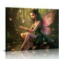thumbnail image 1 of ONETECH SOOTHAN Nursery Decor Magical Forest Wall Art Fantasy Green Fairy & Colorful Butterfies Painting Canvas Prints Nature Wonderland Picture Fairytale Wall Decor for Dorm Decoration, 1 of 4