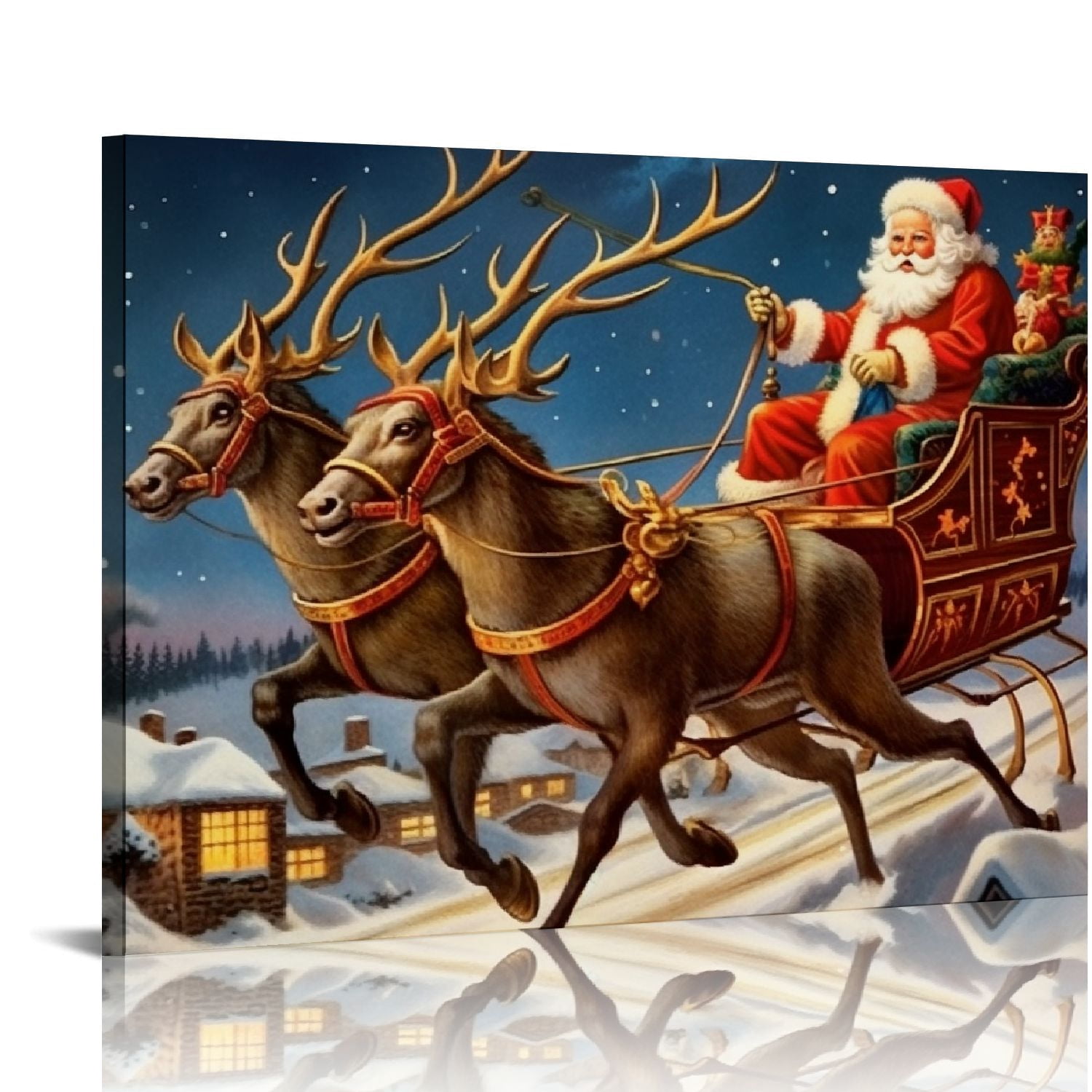 ONETECH Santa Canvas Wall Art Christmas Wall Decor Indoor Abstract ...