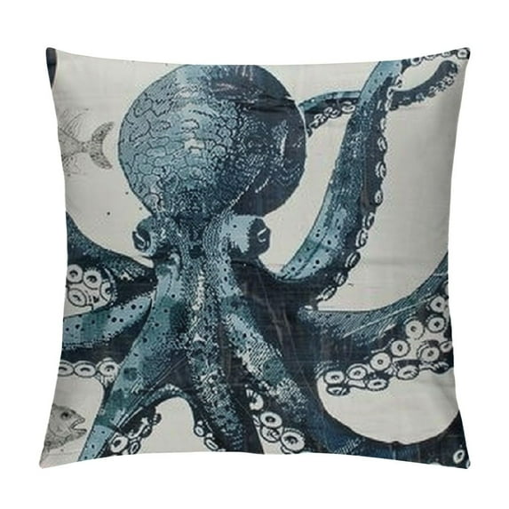 ONETECH Sea Octopus Pillow Cases -Bed Throw Pillow Covers, Blue Summer Beach Nautical Coastal Starfish Coral Lumbar Pillow Cover for Sofa/Travel