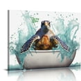 thumbnail image 1 of ONETECH Sea Turtle Bathroom Decor Wall Art Funny Teal Turtle Bathtub Pictures Wall Decor Country Bathroom Sign Canvas Print Painting Framed Artwork Modern Home Decorations For Toilet, 1 of 4