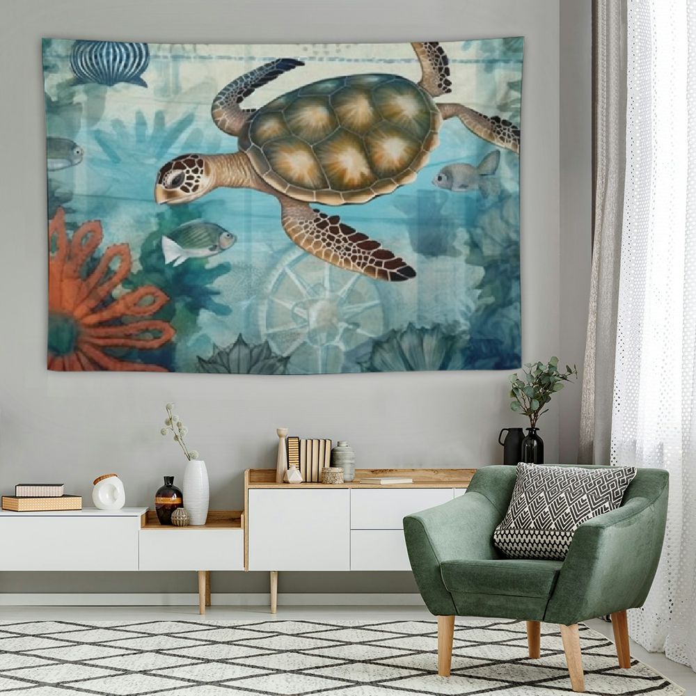 Onetech Sea Turtle Tapestry Retro Bohemian Ocean Animals Marine Life 