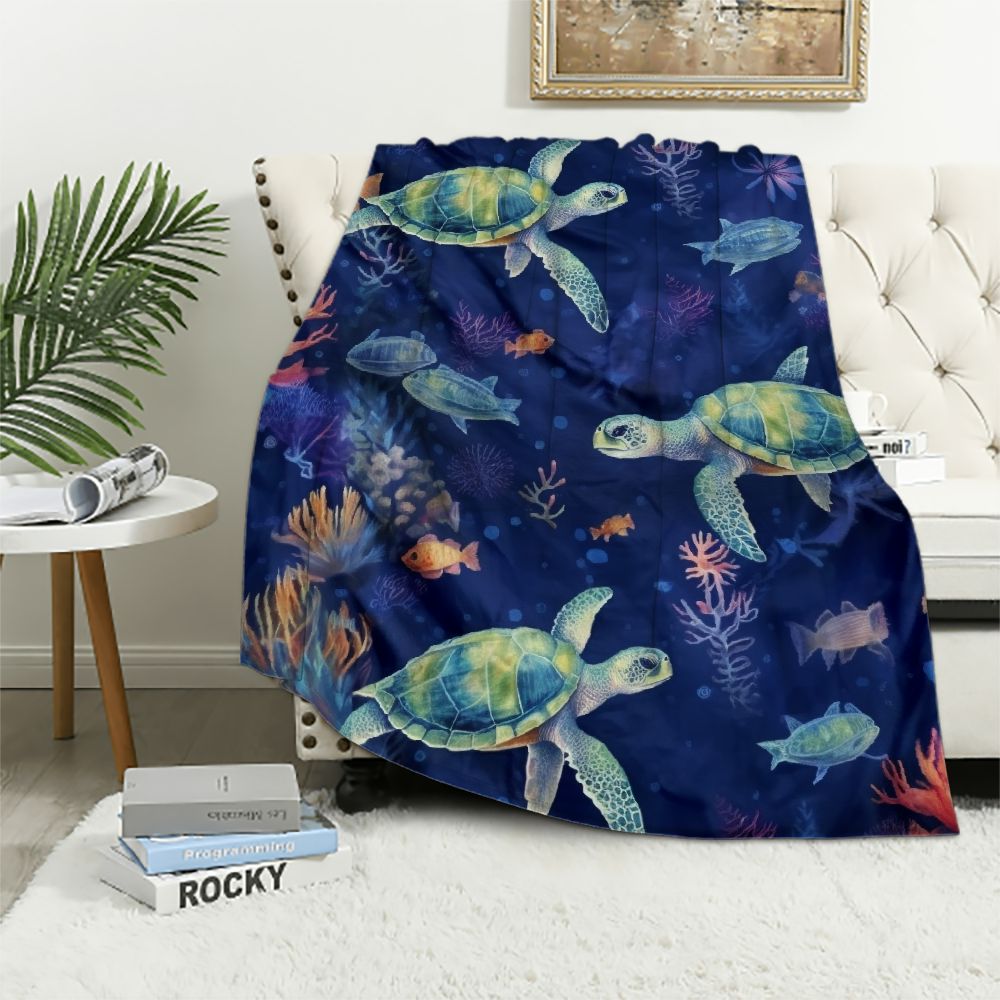 Sea Turtle Throw Blankets Bluey Blanket Throw Ocean Themed