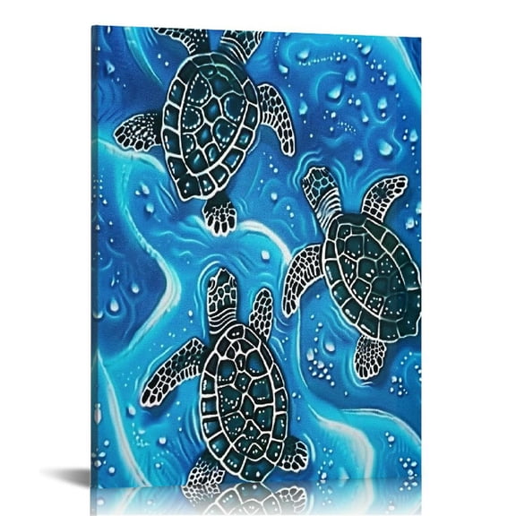 ONETECH Sea Turtles Waves Ocean 16x20 in / 12x16 in Decorative Canvas Print Wall Art for Living Room Bedroom Home Office 12x16 in