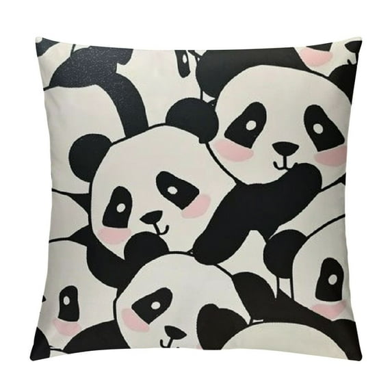 ONETECH Seamless Cute Panda Throw Pillow Covers Decorative Panda Pillow Cases Panda Face Hello Cushion Case for Sofa Bedroom Cushion Home Decor