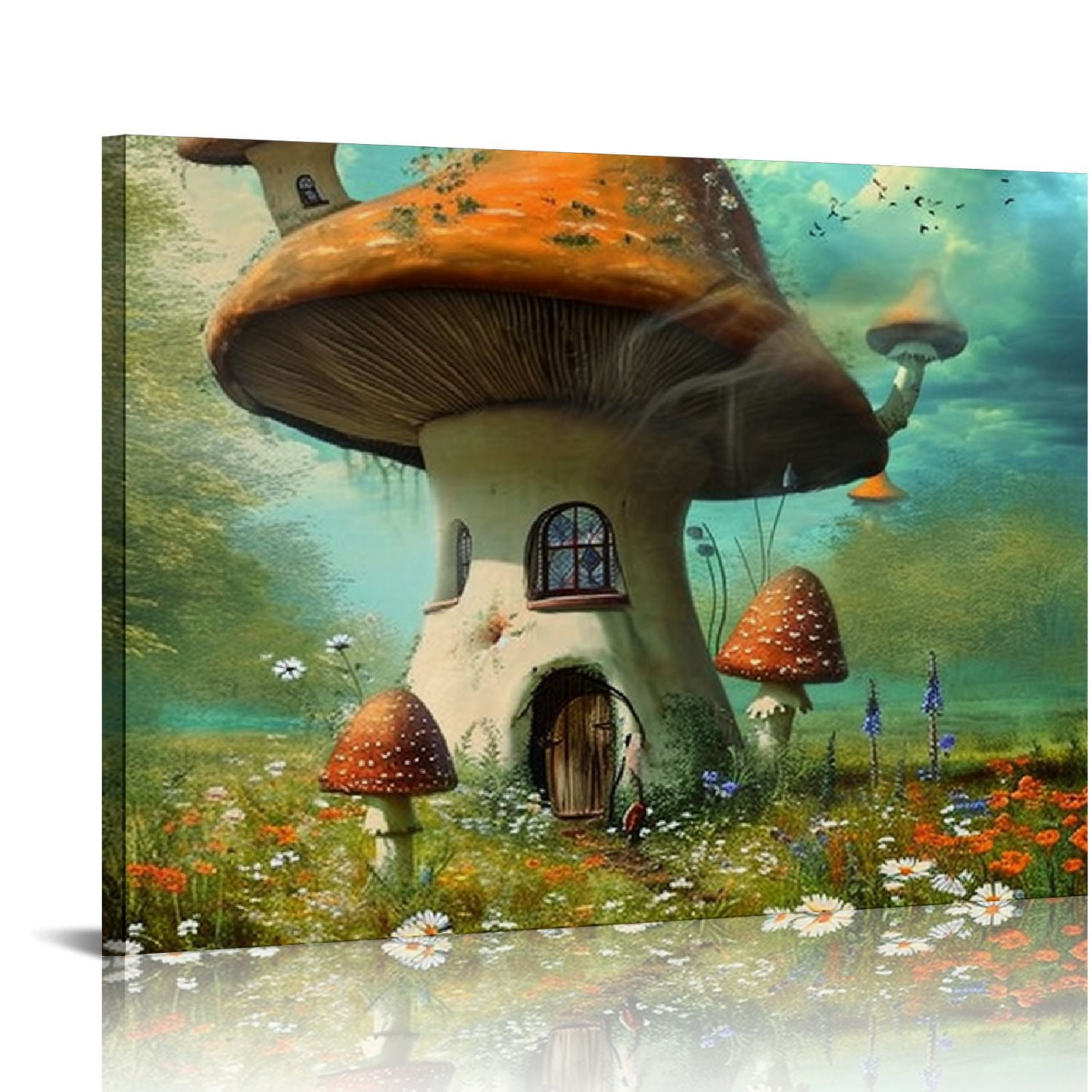 Set of 4 Fairytale Wall Art Green Nature Wonderland Pictures