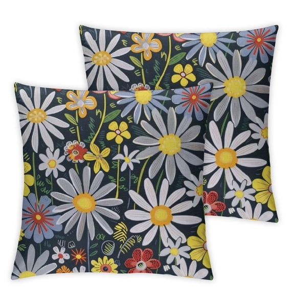 ONETECH Set of 2 Flowers Annabel Kidston Folk Art Short Plush Pillowcase Home Furnishing 2-Piece Set Short Plush 24x24in