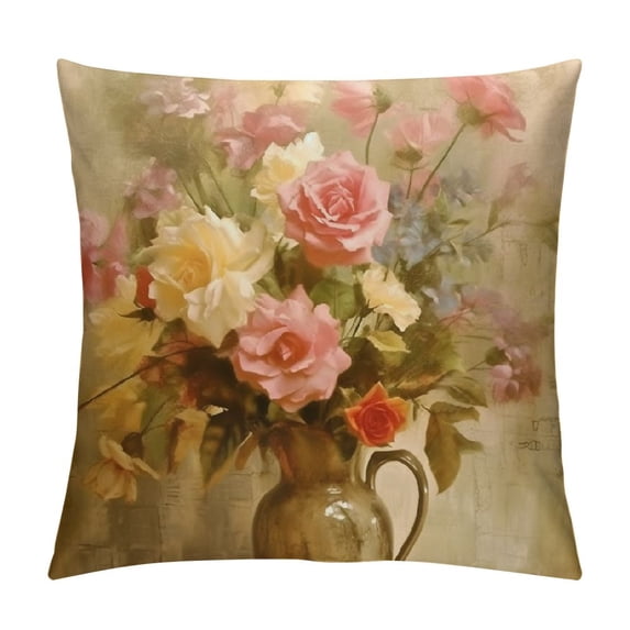 ONETECH Shabby Chic Rose Soft Pillows Case Soft Throw Pillow Double-Sided Digital Printing Couch Pillowcase