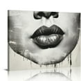 thumbnail image 1 of ONETECH Silver Wall Decor Fashion Lip Canvas Art Black and White Sexy Lip Print Paintings Gallery Wrapped Framed Picture for Bedroom Makeup Room Bathroom Decoration 20\x16\, 1 of 4
