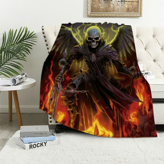 ONETECH Skeleton Horse Demon Flannel Blanket for All Seasons Premium Anti-Pilling Lightweight Durable Soft Blanket 50x60in